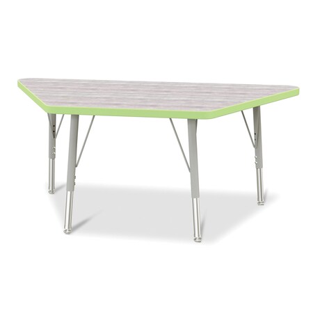 Jonti-Craft Berries Trapezoid Activity Table, 24 in. x 48 in., E-height, Driftwood Gray/Key Lime/Gray 6438JCE451